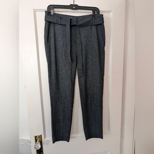 LOFT Crop Pants, Marled Navy, Tie Belt, Size 4